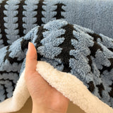 Textured Jacquard Throw Blanket, Thick Warm Plush Fleece