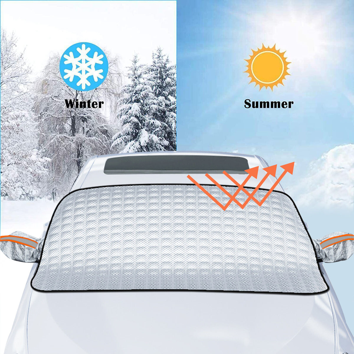 Frost cover used in winter against snow and as a reflective sun shade in summer (supplier photo)