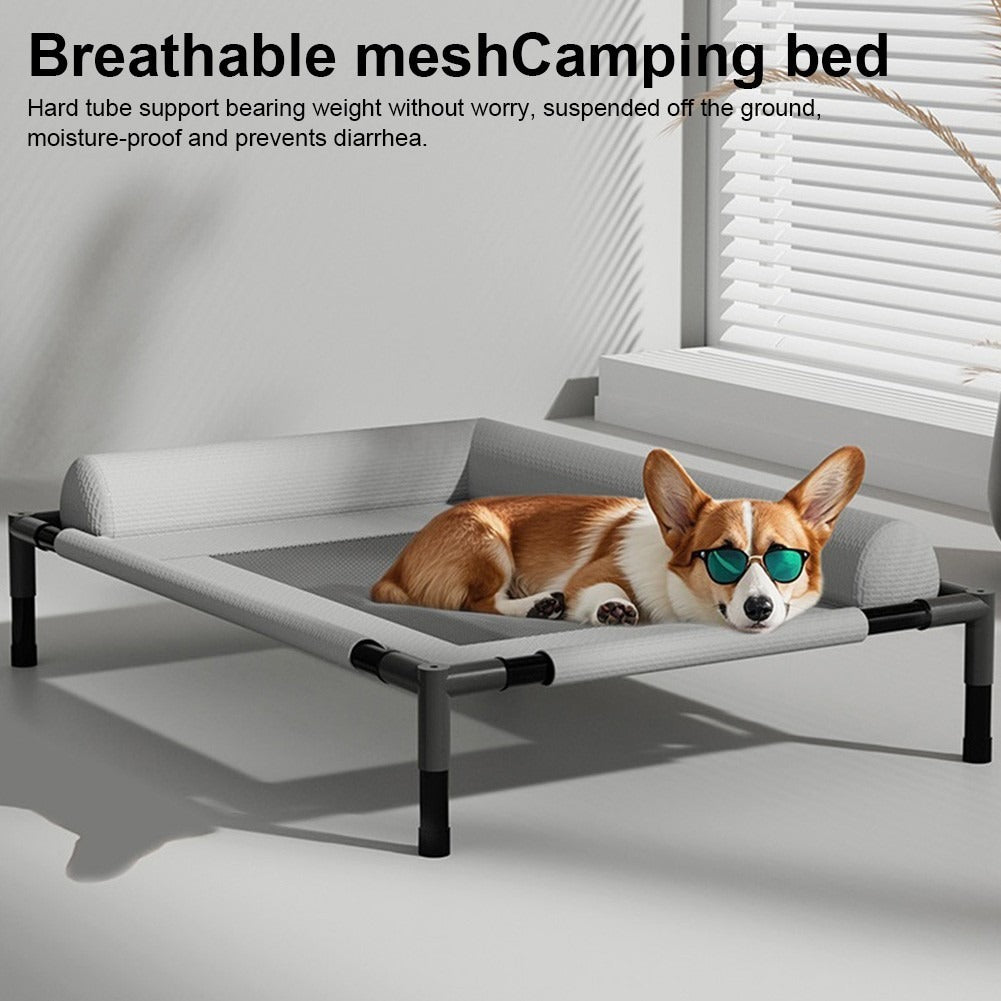Elevated Mesh Cooling Dog Bed with Removable Bolsters