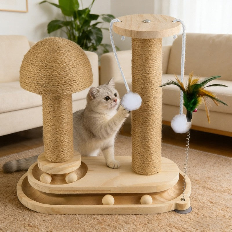 Large Cat Tree Scratching Post with Climbing Tower and Play Toys