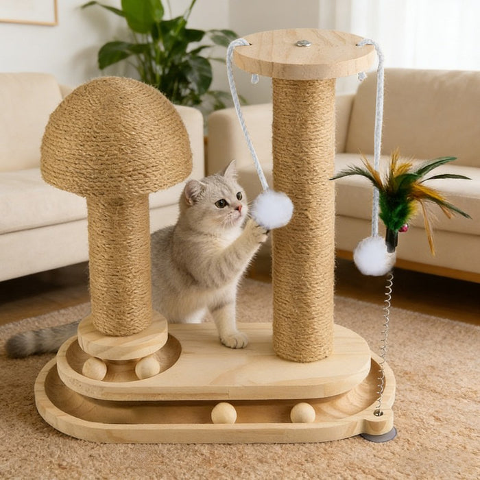 Large Cat Tree Scratching Post with Climbing Tower and Play Toys