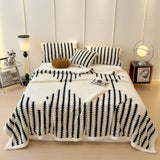Textured Jacquard Throw Blanket, Thick Warm Plush Fleece
