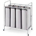 4 Section Laundry Sorter Cart with Lockable Wheels and Removable Bags