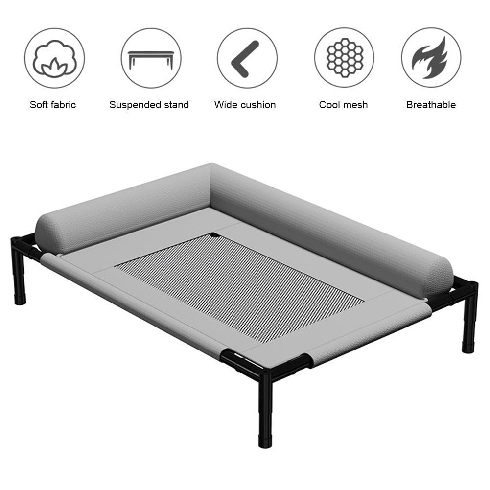 Elevated Mesh Cooling Dog Bed with Removable Bolsters