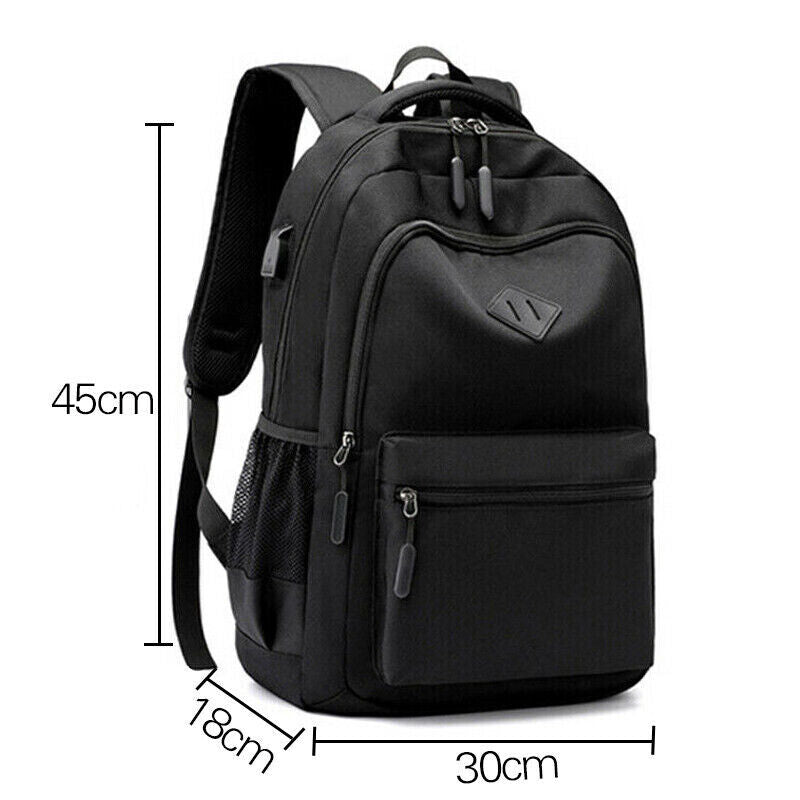 Large Waterproof Laptop Backpack with USB Port, Black