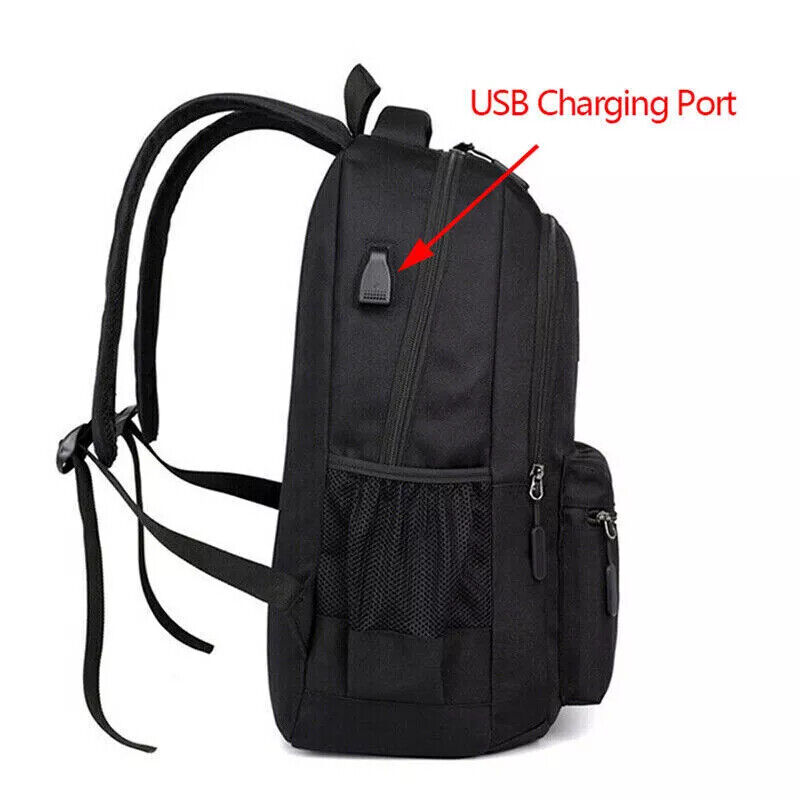 Large Waterproof Laptop Backpack with USB Port, Black