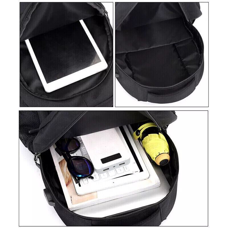 Large Waterproof Laptop Backpack with USB Port, Black