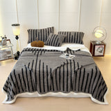 Textured Jacquard Throw Blanket, Thick Warm Plush Fleece