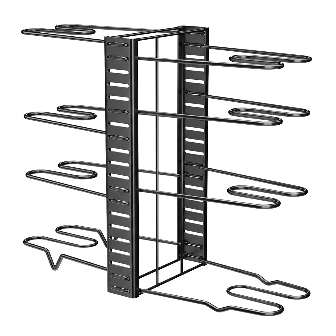 8 Tier Adjustable Pan Organiser Rack, Black Carbon Steel