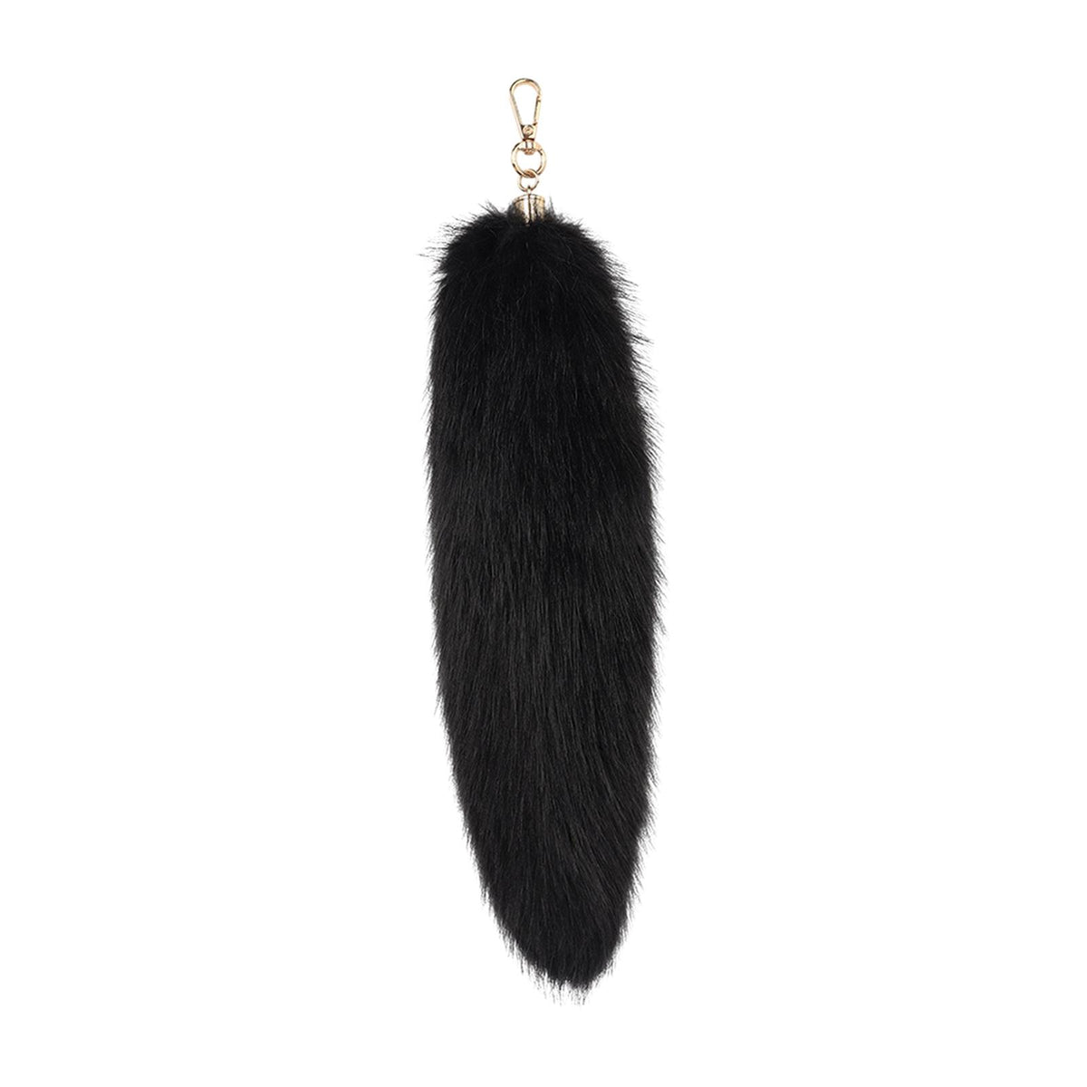 Faux Fur Tail Keyring Charm, Black Plush Bag Pendant
