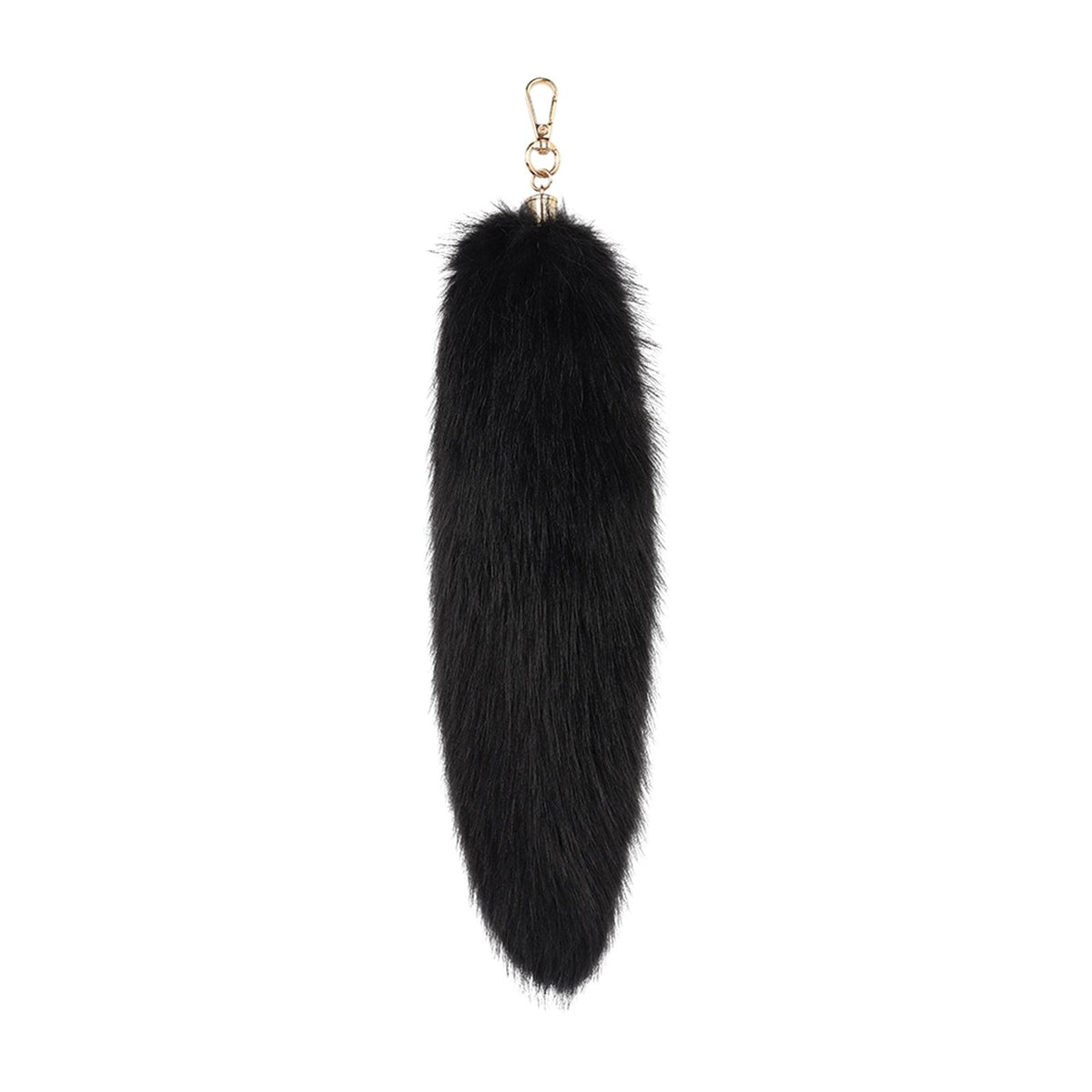 Faux Fur Tail Keyring Charm, Black Plush Bag Pendant