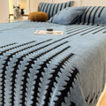 Textured Jacquard Throw Blanket, Thick Warm Plush Fleece