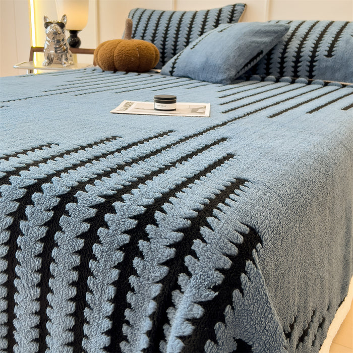 Textured Jacquard Throw Blanket, Thick Warm Plush Fleece